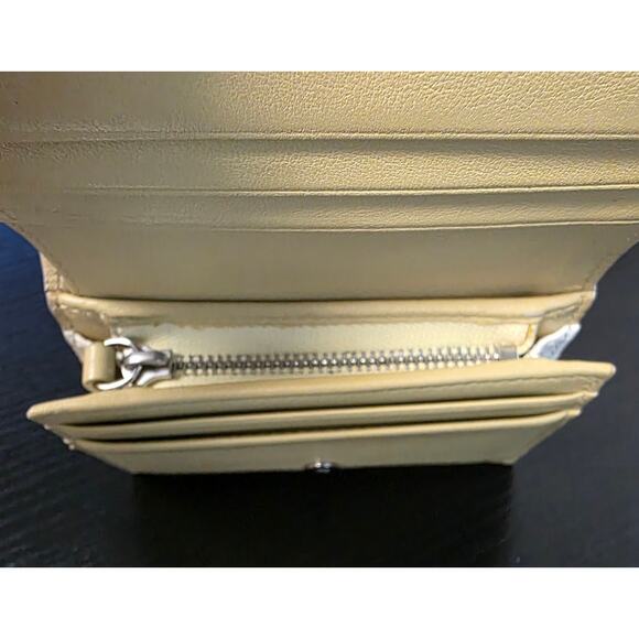 Jimmy Choo London Hanne Leather Cream Green Bifold Card Coin Wallet Silver Stars - Picture 10 of 15